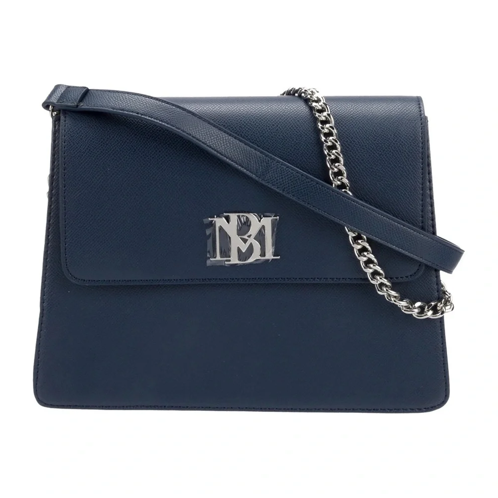 NWT Badgley Mischka Blue Vegan Leather Crossbody Bag with Minimalist Design